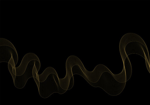 Golden abstract linear wave on black background for luxury premium design and festive holiday banners. Eps 10