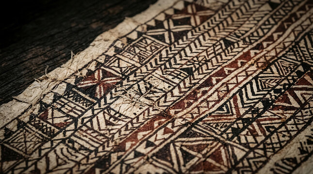 Intricate Traditional Tapa Cloth Patterns Showcasing Polynesian Cultural Heritage