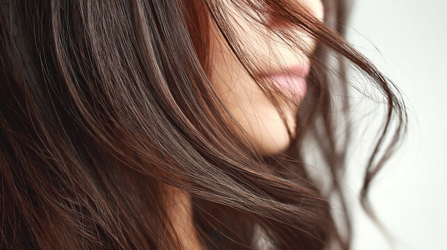 ツヤやかな茶髪のロングヘアと女性

