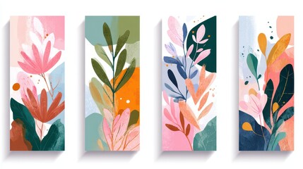 Obraz premium Colorful spring floral with geometric flair