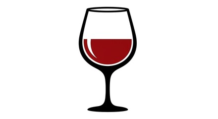 Simple line art of a wine glass filled halfway with red liquid against a white background