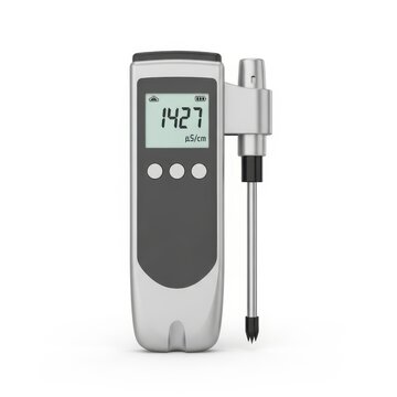 Digital conductivity meter isolated on white background for water testing