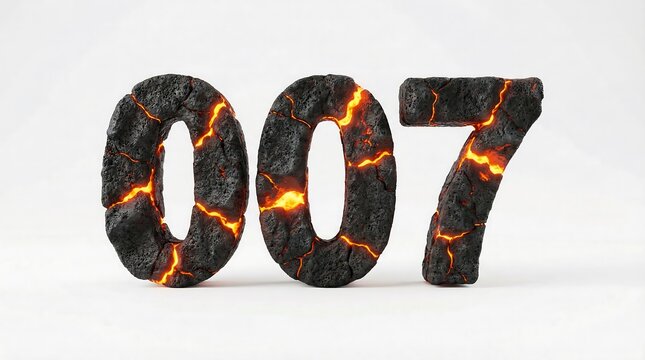 Lava Number 007 Displayed with Fiery Cracks