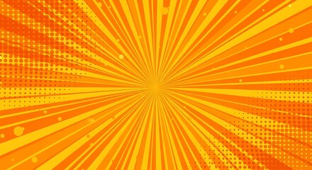 Obraz premium Vibrant orange and yellow comic book style explosion with halftone dots