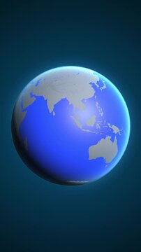 The animation shows a graphic representation of the earth and highlights the location and map of East Timor colored red in vertical format.