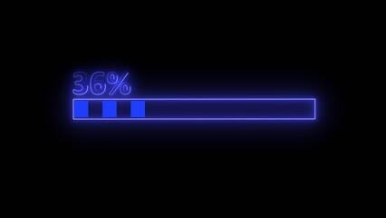 Loading bar and 36 percent text on black background progress indicator illustration.