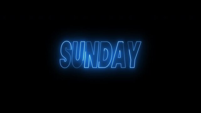 Sunday and Monday text animation on black background. 4k animated typography Ideal for social media posts, opener videos and event promotions with high impact.