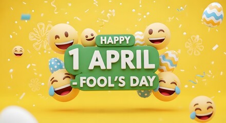 Fototapeta premium Happy april fools' day celebration with smiling emojis