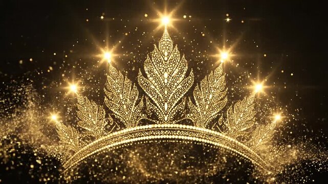 Digital illustration of a golden crown with a black background, representing royalty and luxury