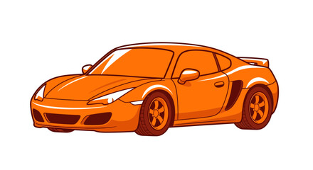Naklejka premium Orange Sports Car Vector Illustration, Flat Design, for Automotive and Transportation Projects