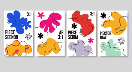 Fototapeta premium Colorful abstract puzzle pieces with text on white cards graphic design elements