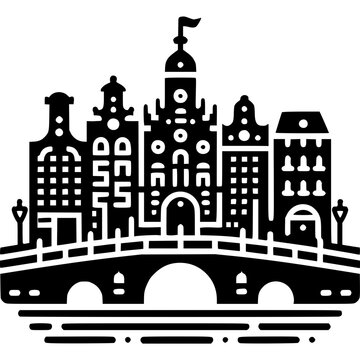 Amsterdam Skyline Icon Vector