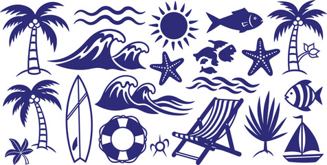 Beach vacation icons and symbols © Universal Icons Lab