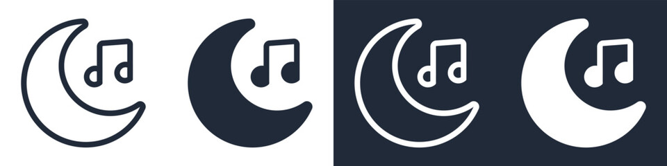 Lullaby Icon with Moon and Music Notes. Bedtime Song and Relaxing Night. Vector Illustration © YoGinta