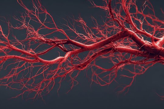Intricate dance of red roots and branches unfolds