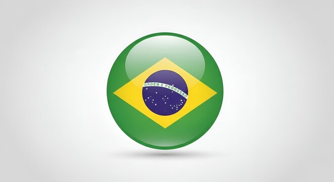Brazilian flag on green circle background.