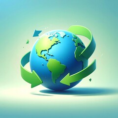 Naklejka premium green earth globe on blue background