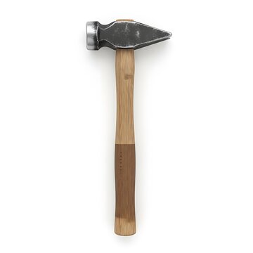 A single engineer's hammer with a dark metal head and a two-tone wooden handle, isolated on a white background, viewed from above.