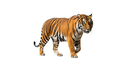 Majestic Bengal Tiger Standing Isolated on PNG, on transparent background