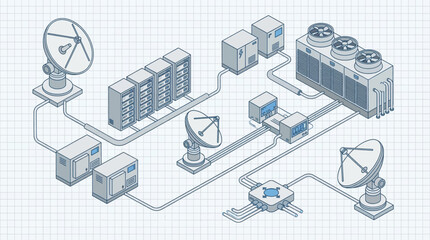 Fototapeta premium A network of satellite communications infrastructure.