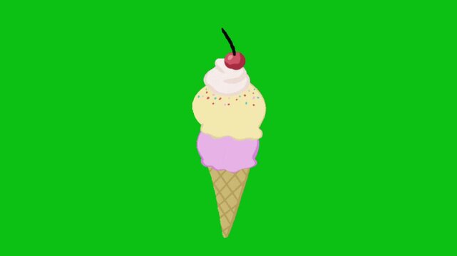 ice cream cone on green background