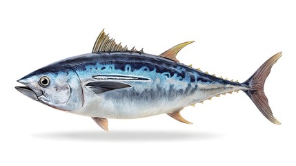 Fototapeta premium Illustration of a Bluefin Tuna fish swimming in the ocean.