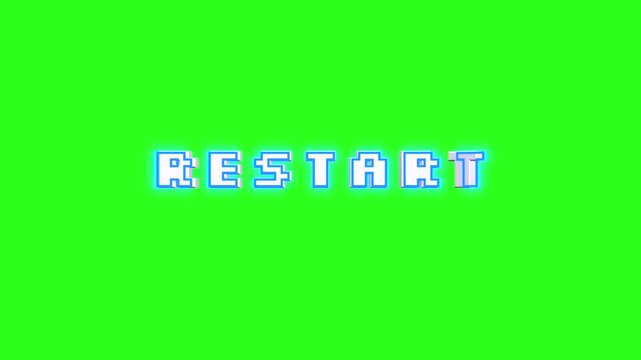 restart 3D style text message spinning animation on green background