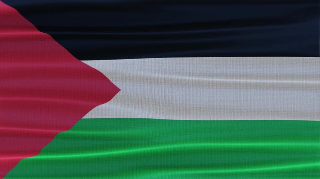 Palestine flag waving in the wind with high quality fabric texture