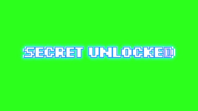 Secret Unlocked 3D style text message spinning loop animation on green background