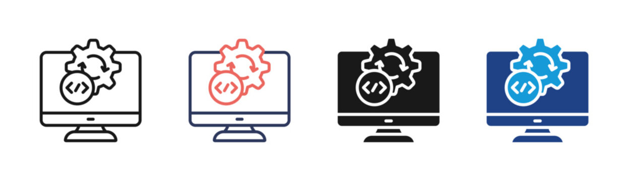 Continuous Integration icon set multiple style collection