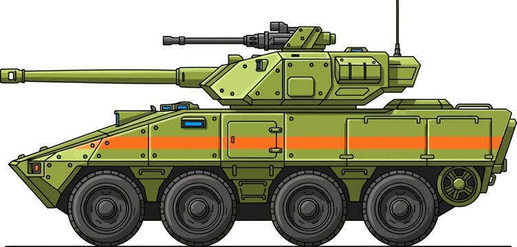 8x8 armored personnel carrier with mounted turret gun