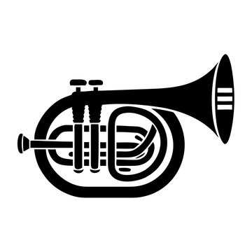 baritone horn silhouette icon illustration for brass music instrument band and performance design