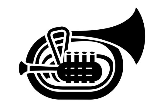 sousaphone silhouette icon illustration for brass music instrument marching band and performance design
