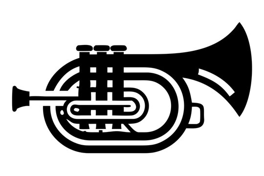 baritone horn silhouette illustration for brass music instrument band orchestra and performance design