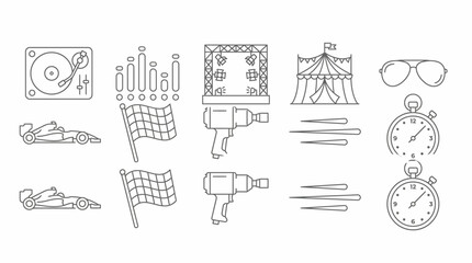 Obraz premium Collection of Minimalist Line Icons for Racing Music and Entertainment Events