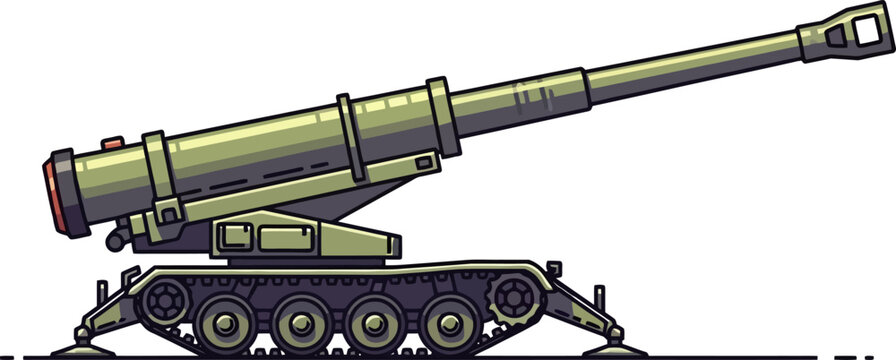 Massive long range artillery piece on tracked platform