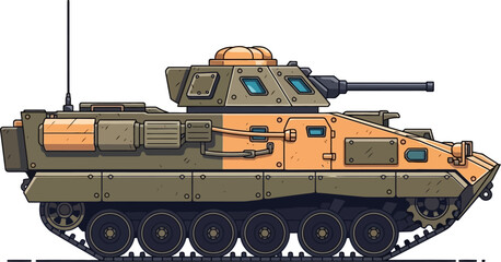 Fototapeta premium Tracked armored personnel carrier with defensive turret