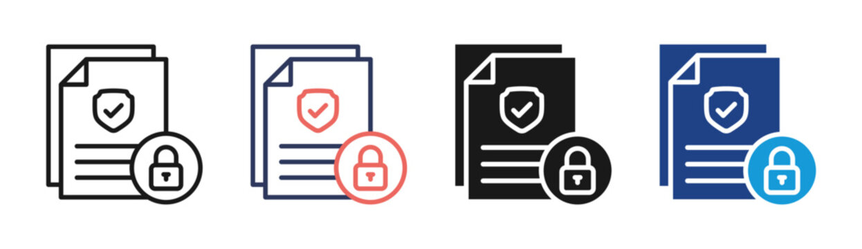Secure Document icon set multiple style collection