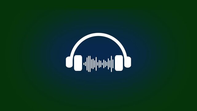 Modern headphones with audio waveform icon, podcast sound wave symbol, music listening headset logo, voice recording and streaming audio concept, digital sound signal icon isolated design