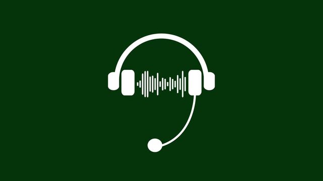 Modern headphones with audio waveform icon, podcast sound wave symbol, music listening headset logo, voice recording and streaming audio concept, digital sound signal icon isolated design