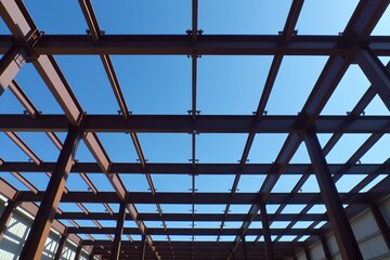 Steel construction structure framing against the sky