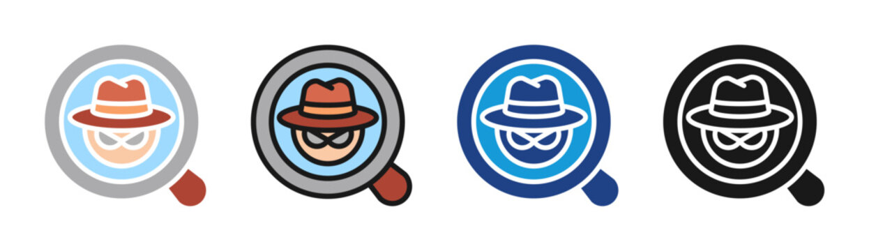 Criminal Investigation icon set multiple style collection