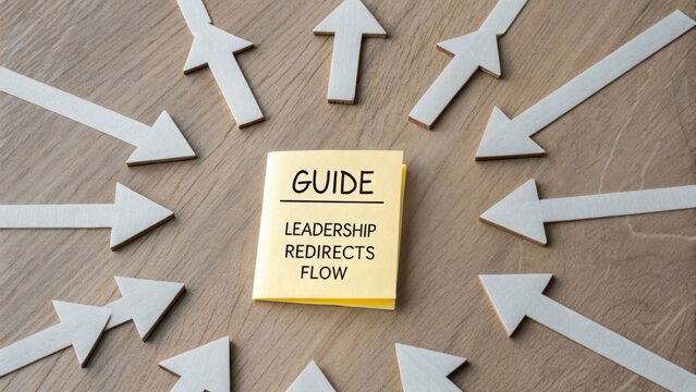 Guide text with arrows directing leadership flow