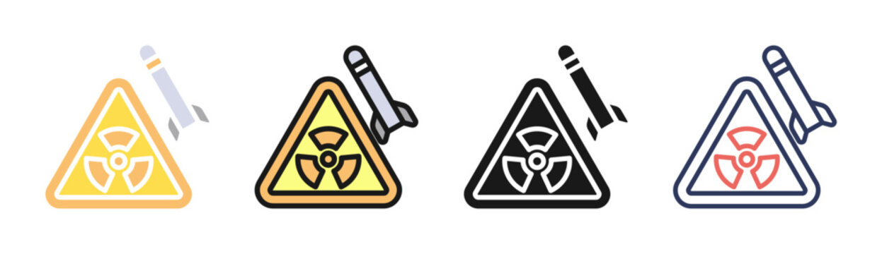 Nuclear Weapon icon set multiple style collection