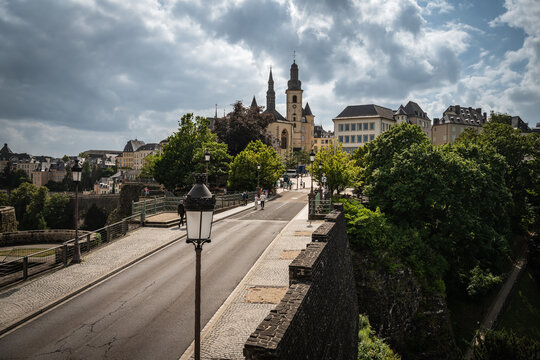 Historic Bridge Leading to Luxembourg City Center from Mont&eacute;e de Clausen - Luxembourg