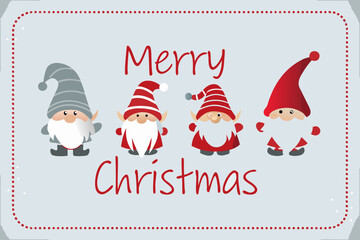 Festive christmas card illustration featuring adorable gnomes and holiday greetings © Songita
