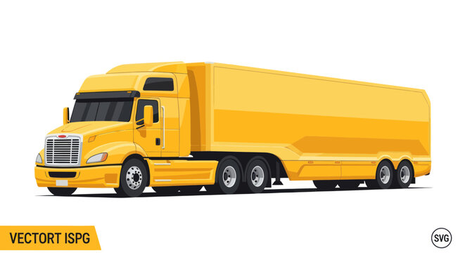 Yellow Semi Truck Trailer Transportation Logistics Delivery Service Isolated