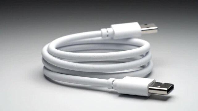 White usb to lightning cable for electronic device charging and data transfer