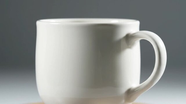 Minimalist ceramic cup with smooth matte finish on a neutral background