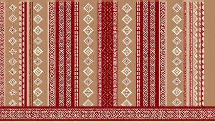 Traditional Striped Pattern with Geometric Designs.
